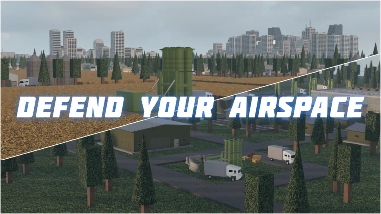 Diagonal BUILD and CONQUER Roblox thumbnail with urban skyline and olive tanks used as store identity art.
